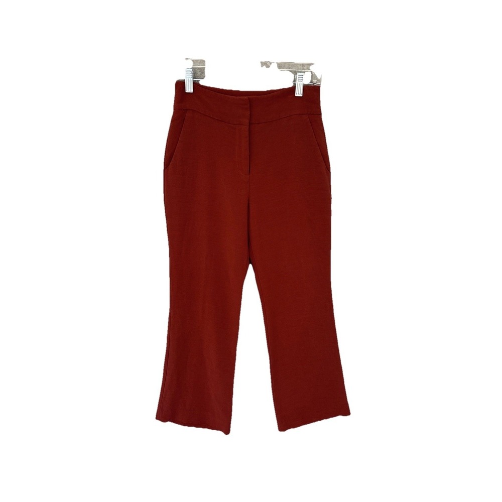 Veronica Beard Burnt Orange Twill Wool Cropped Pants Size 0 Pockets